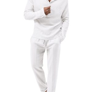Men's new solid color casual long-sleeved shirt and trousers suit