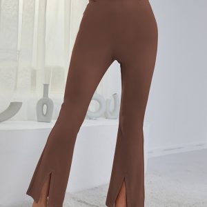 Women's horn high waist high waist thin split wide -leg pants