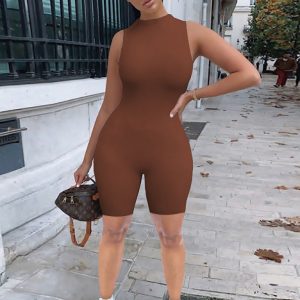 Women's Casual Suit Sleeve Slim Fit High Waist Sports Jumpsuit