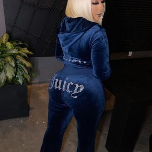 Hot diamond Korean velvet sports and leisure suit two-piece set