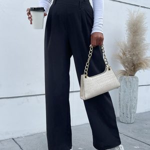Women's Fashion Solid Color Waist Casual Pants