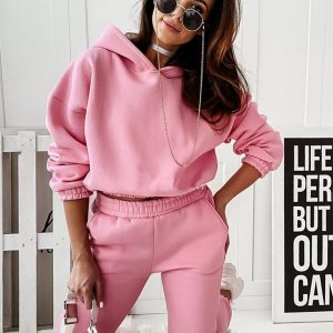 Casual sports hooded long-sleeved trousers two-piece suit SET