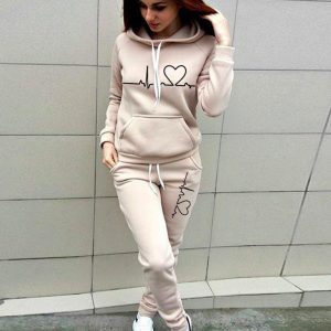 Women's casual sports suit hooded fashionable fleece sweater suit