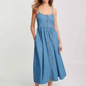 Fashionable Denim Suspender Dress for Women
