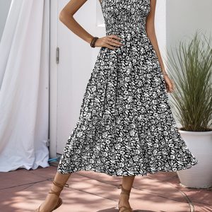New style printed suspender dress
