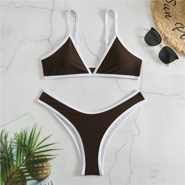 Women's Solid Color Bikini Sexy Sports Contrast Color Bikini - Image 5