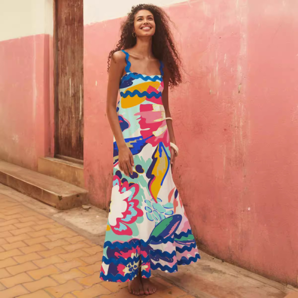 New style small floral wave sling a-line dress - Image 9