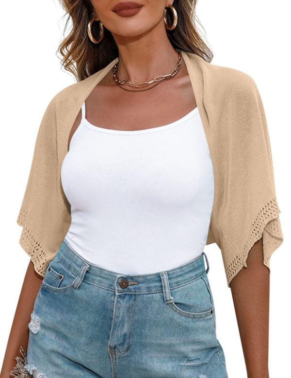 Women's knitting short sleeved cardigan - Image 2