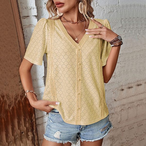 Fashionable white short-sleeved shirt blouse - Image 4