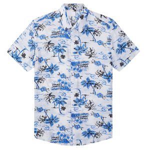 Men's Leisure Short Sleeve Lapel Collar Shirt for Spring-Summer