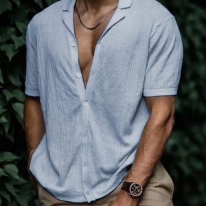 Casual loose knit short sleeve shirt