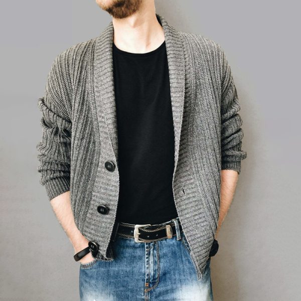 Men's Casual Ribbed Open Front Cardigan - Image 6