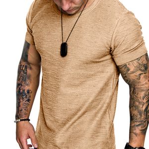 Short-sleeved T-shirt bamboo cotton solid color round neck T-shirt men's bottoming shirt
