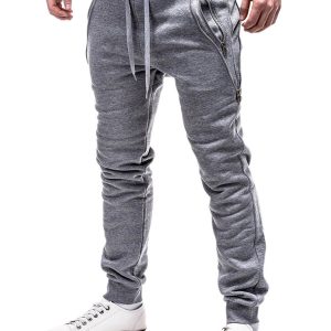 Men's fashion casual personalized zipper trim trousers