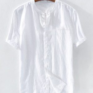 Casual Woven Mandarin Collar Men's Shirt