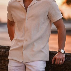 Casual Men’s Solid Button-Down Summer Shirt
