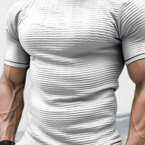 Men's round neck short sleeve slim fit knitted T-shirt