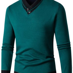 Men's new half turtleneck plus velvet slim long-sleeved sweater