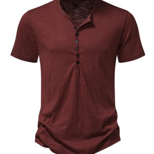 Men's Henley Casual Fashion Basic Short Sleeve T-Shirt