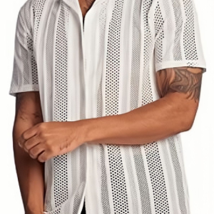New Street Casual Button Knitted Short Sleeve Shirt