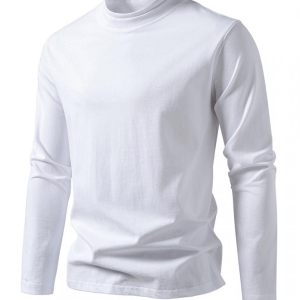 Fashionable double-layer half-collar design long-sleeved T-shirt casual men's bottom shirt