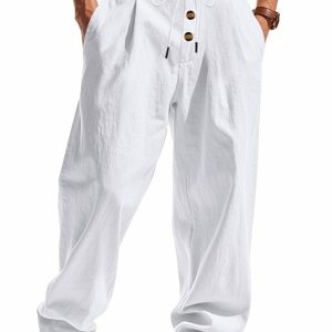 Men's breathable linen loose casual trousers