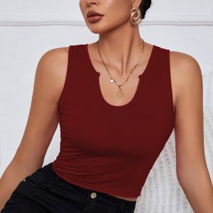 Women's knitted U-neck all-match short vest