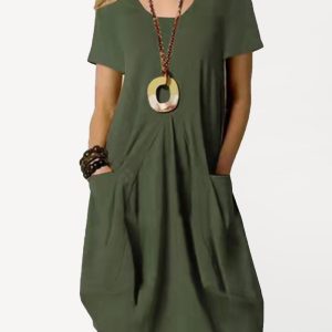 Women's Casual Loose Pocket Swing Dress