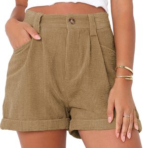 Casual Woven Polyester Summer High Waist Shorts