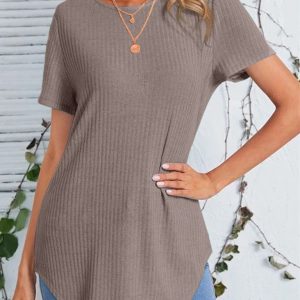 Women's Back Single Breasted Casual Loose Short Sleeve T-Shirt