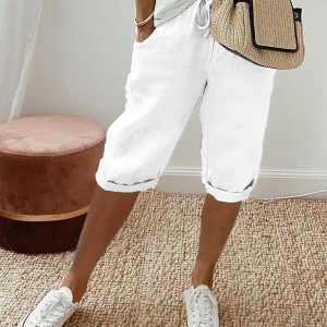 New women's pocket elastic casual trousers
