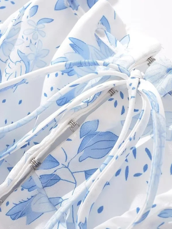 Women's French sweet and gentle fresh lace-up halter top fishbone hook short top - Image 9