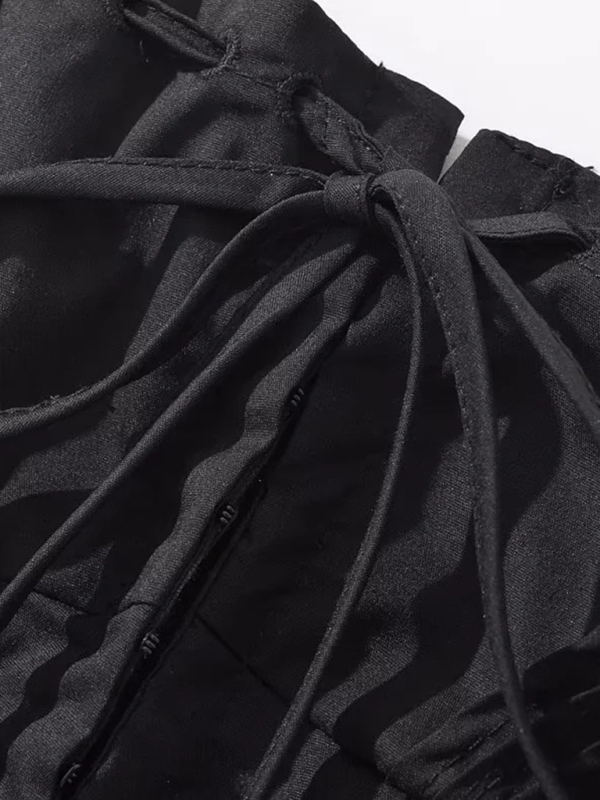 Women's French sweet and gentle fresh lace-up halter top fishbone hook short top - Image 12