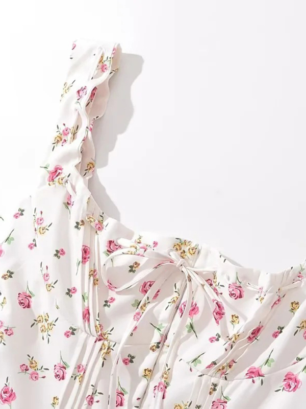 Women's French sweet and gentle fresh lace-up halter top fishbone hook short top - Image 6