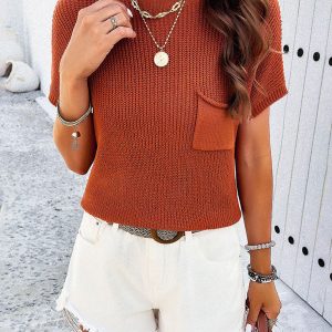 Women's new style casual solid color short-sleeved turtleneck sweater
