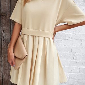 Women's new elegant short-sleeved patchwork dress