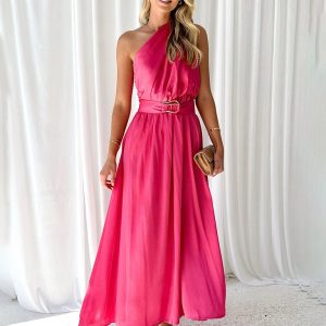 Women's One Shoulder Slim Waist Strapless Backless Dress