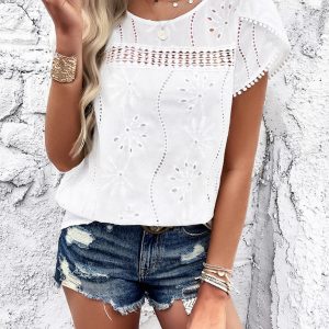 New style casual jacquard short-sleeved top