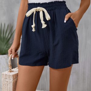 New casual elastic waist tie shorts
