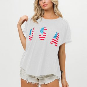 Women's Independence Day English Letters Short Sleeve T-Shirt Top