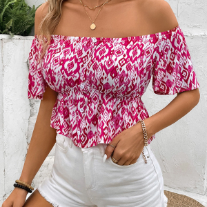 Women's one shoulder short sleeve shirt