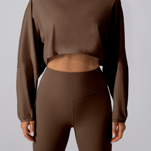 Round neck sweatshirt T-shirt sports short base shirt yoga running loose long sleeve top