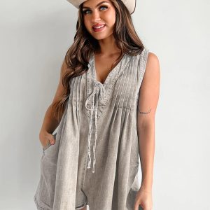 Street Fashion Sleeveless Short Sleeve Shorts Denim Jumpsuit
