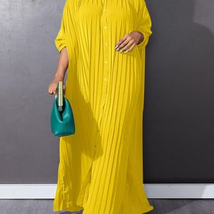 Plus size women's new fashion loose casual pleated dress