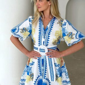 Casual Fashion Printed Lapel Dress