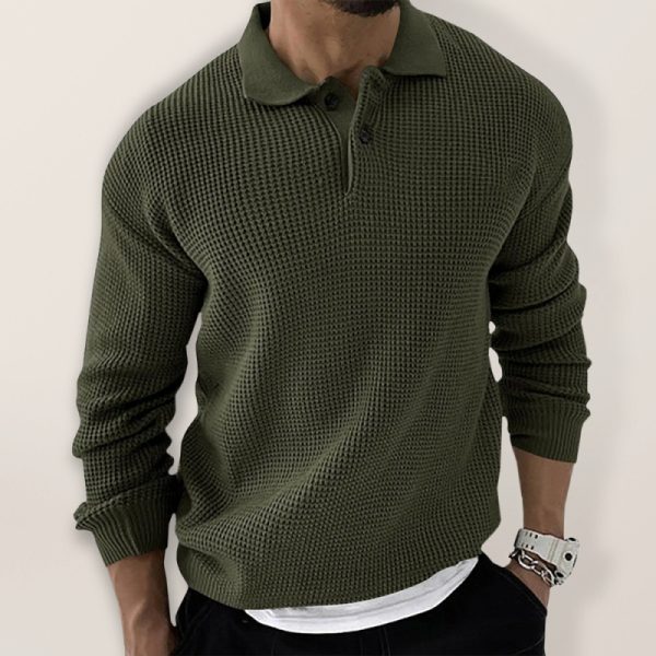 Lapel Sweater Men's Fashion Urban Slim Long Sleeve Knitted Sweater - Image 4