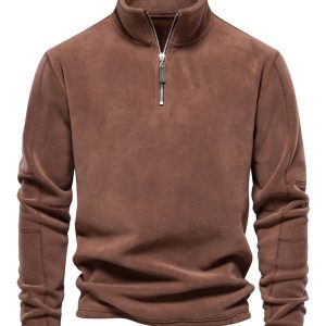 New men's polar fleece sweatshirt stand collar half zipper long sleeve sweatshirt