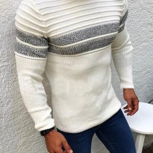 Men's Colorblock Stripe Casual Crew Neck Pullover