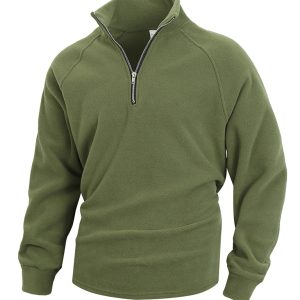 Men's casual stand collar long sleeve pullover coral fleece sweatshirt