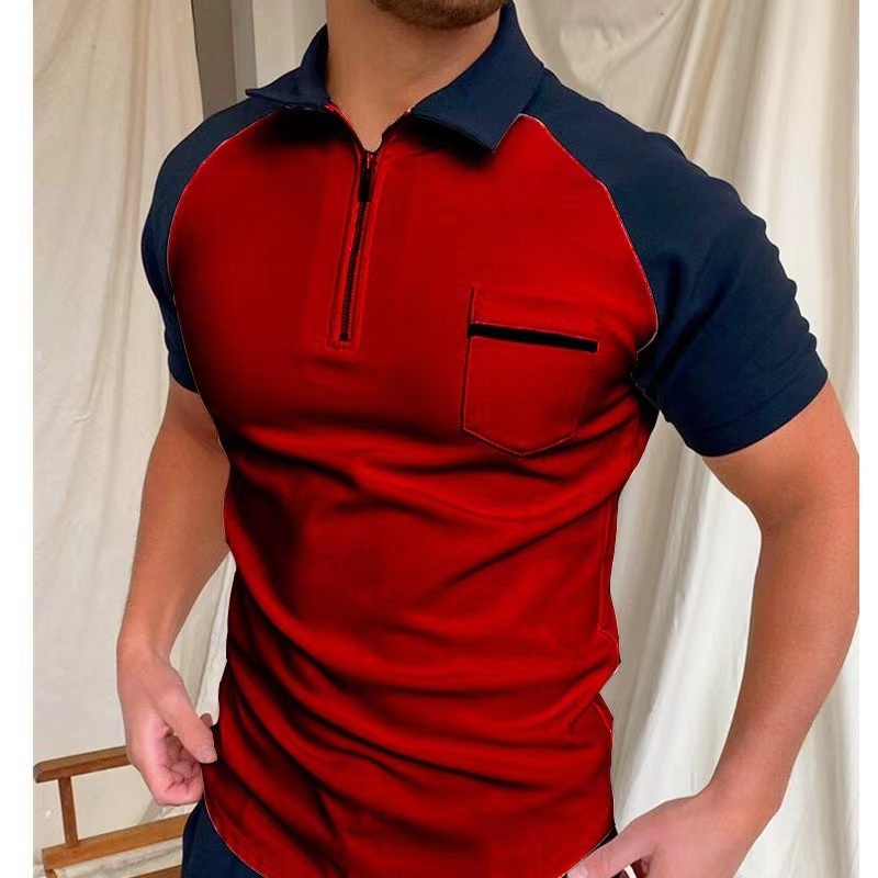 Leisure Collage Print Raglan Sleeve Lapel Collar Polo Shirt - Image 2